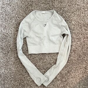 Women's Gray Long Sleeve Crop Top